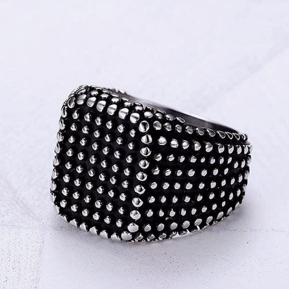 Jewelry - ⭐️#X Pitted Square ring for men Iced out Ring Hip Hop ring Black Biker